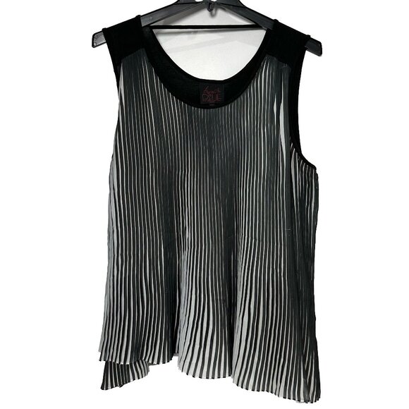 Black & White Pleated Sleeveless Tank French Blue Brand Women 2XL - Picture 1 of 6